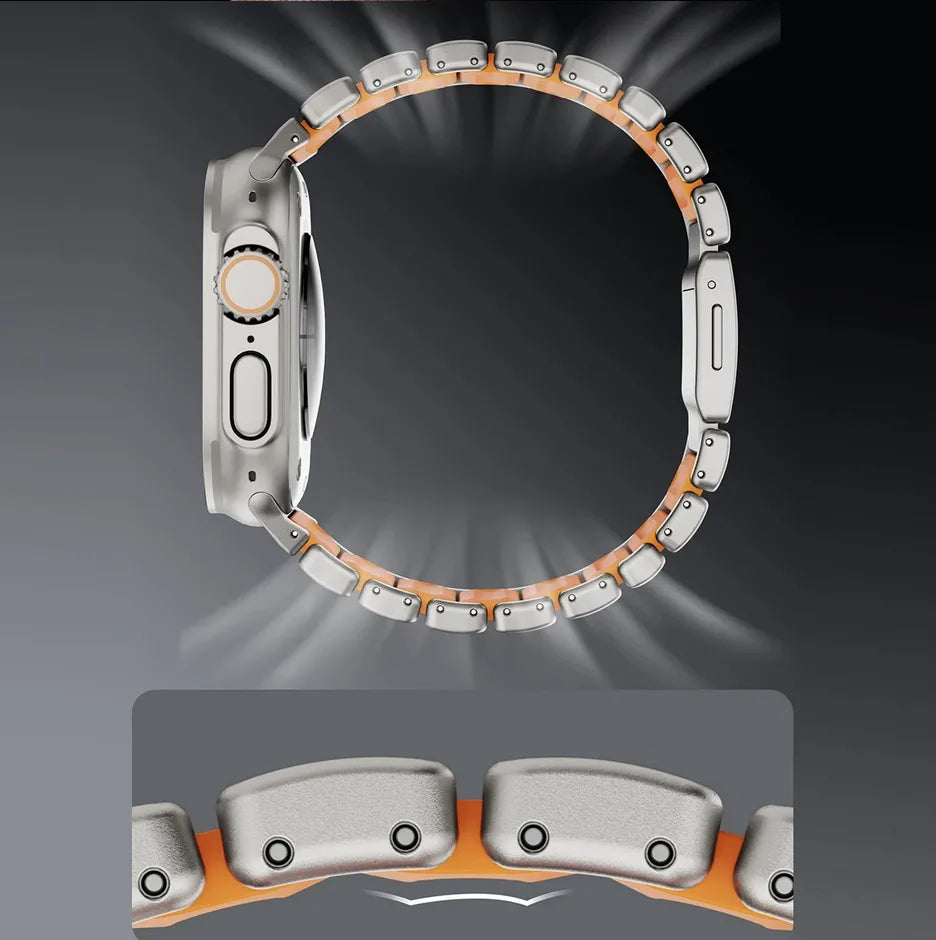 Correa De Acero Y Silicona Para Apple Watch 42-49mm Ultra