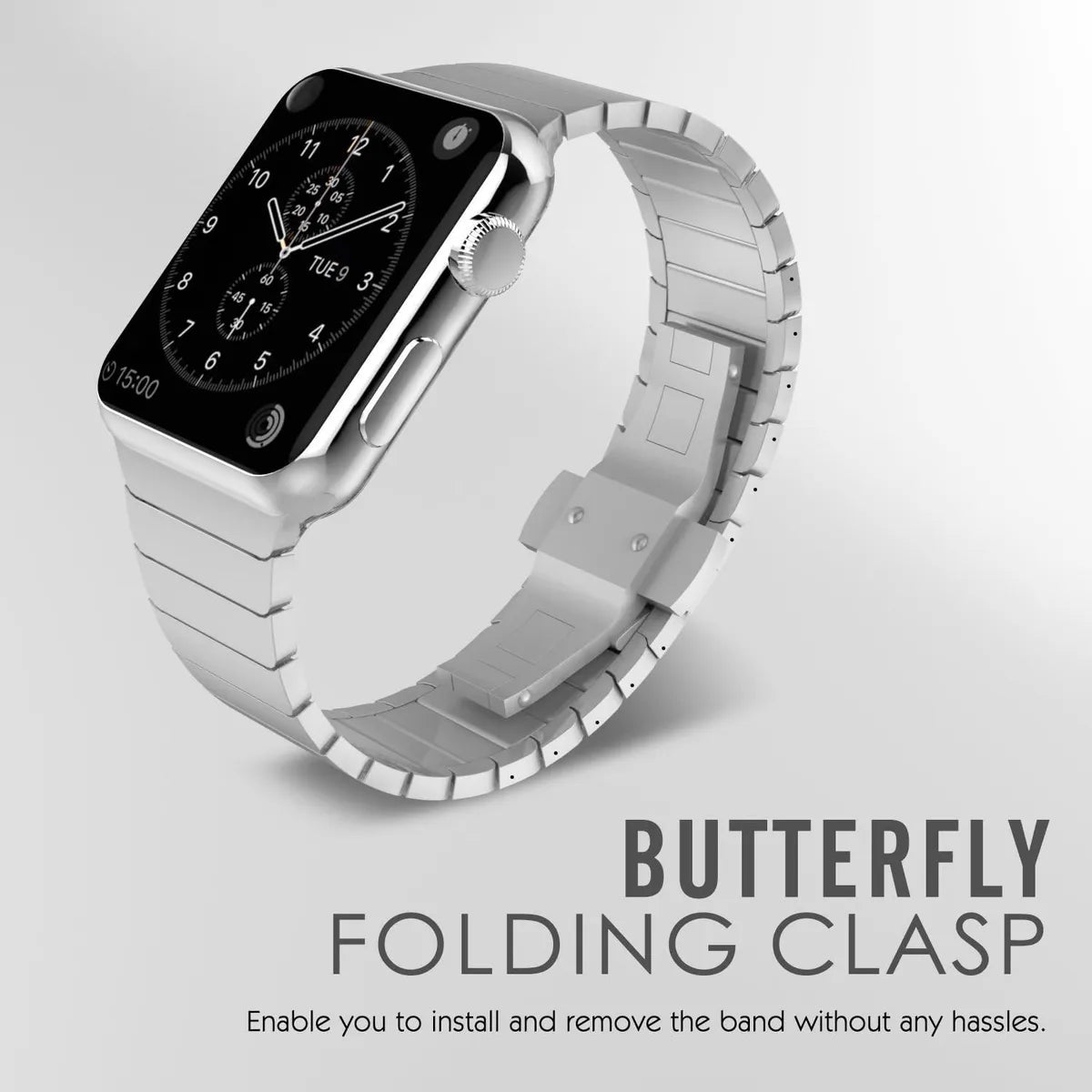 Correa Apple Watch 42 44 45 46 y 49mm Metal Negro Titan