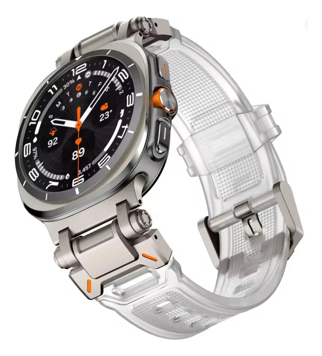 Correa Silicon Deportiva Para Samsung Galaxy Watch Ultra Naranja Titanio 2.6 Cm