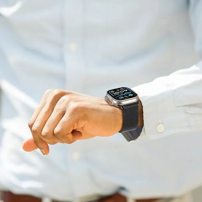 Correa Malla Milanesa de Acero Inoxidable para Apple Watch Cerradura tipo Paracaídas
