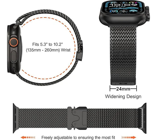 Correa De Malla Milanesa Para Apple Watch 42mm-49mm Ultra 1, 2 y 3