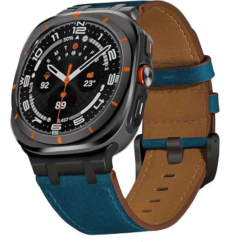 Correa Piel Premium Para Samsung Galaxy Watch Ultra De 47mm Café Rojizo/negro 2.6 Cm