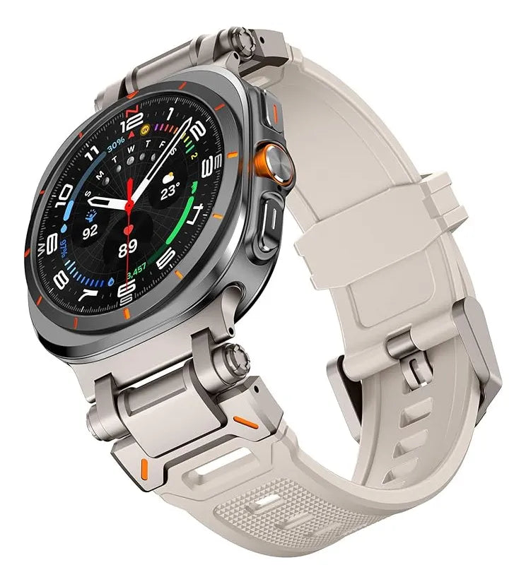 Correa Silicon Deportiva Para Samsung Galaxy Watch Ultra Naranja Titanio 2.6 Cm