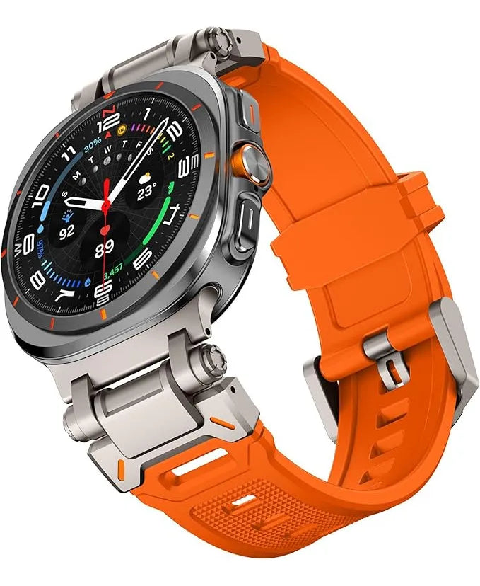 Correa Silicon Deportiva Para Samsung Galaxy Watch Ultra Naranja Titanio 2.6 Cm