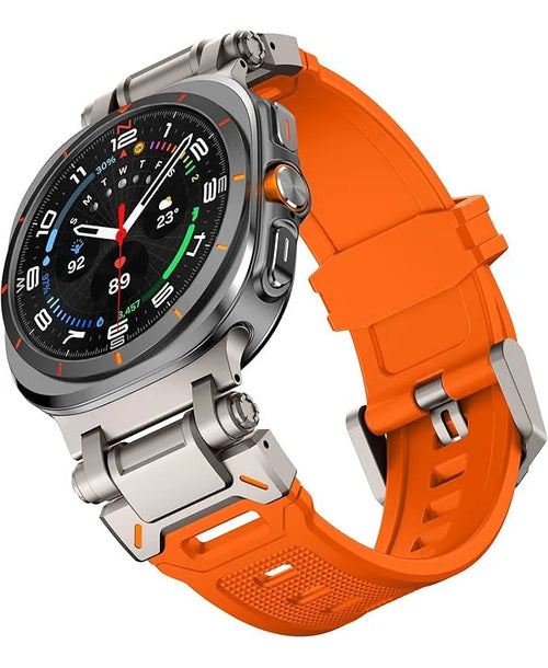 Correa Silicon Deportiva Para Samsung Galaxy Watch Ultra Naranja Titanio 2.6 Cm