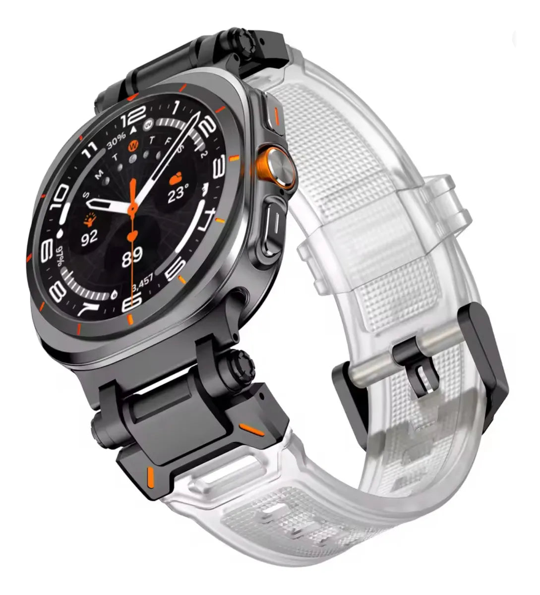 Correa Silicon Deportiva Para Samsung Galaxy Watch Ultra Naranja Titanio 2.6 Cm