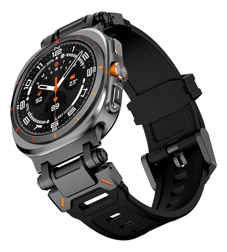 Correa Silicon Deportiva Para Samsung Galaxy Watch Ultra Naranja Titanio 2.6 Cm