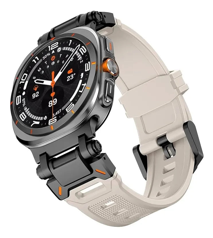 Correa Silicon Deportiva Para Samsung Galaxy Watch Ultra Naranja Titanio 2.6 Cm