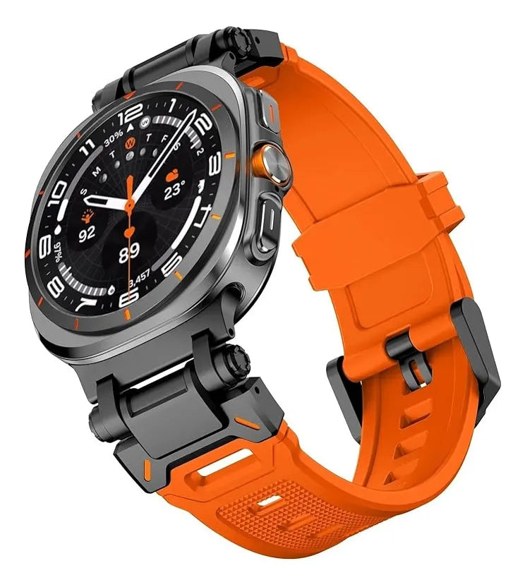 Correa Silicon Deportiva Para Samsung Galaxy Watch Ultra Naranja Titanio 2.6 Cm