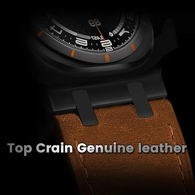 Correa Piel Premium Para Samsung Galaxy Watch Ultra De 47mm Café Rojizo/negro 2.6 Cm