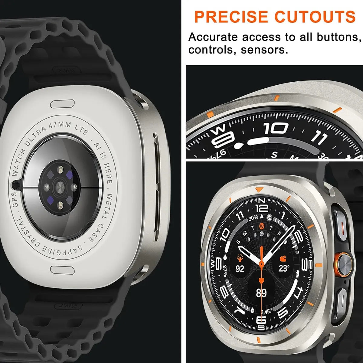 Funda Protectora Para Samsung Galaxy Watch Ultra 47 Mm, Carcasa De Metal Resistente Con Marco Trasero Cubierta De Aleación De Aluminio