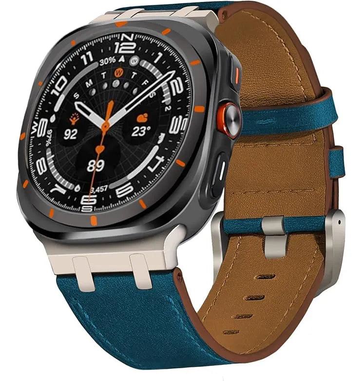 Correa Piel Premium Para Samsung Galaxy Watch Ultra De 47mm Café Rojizo/negro 2.6 Cm