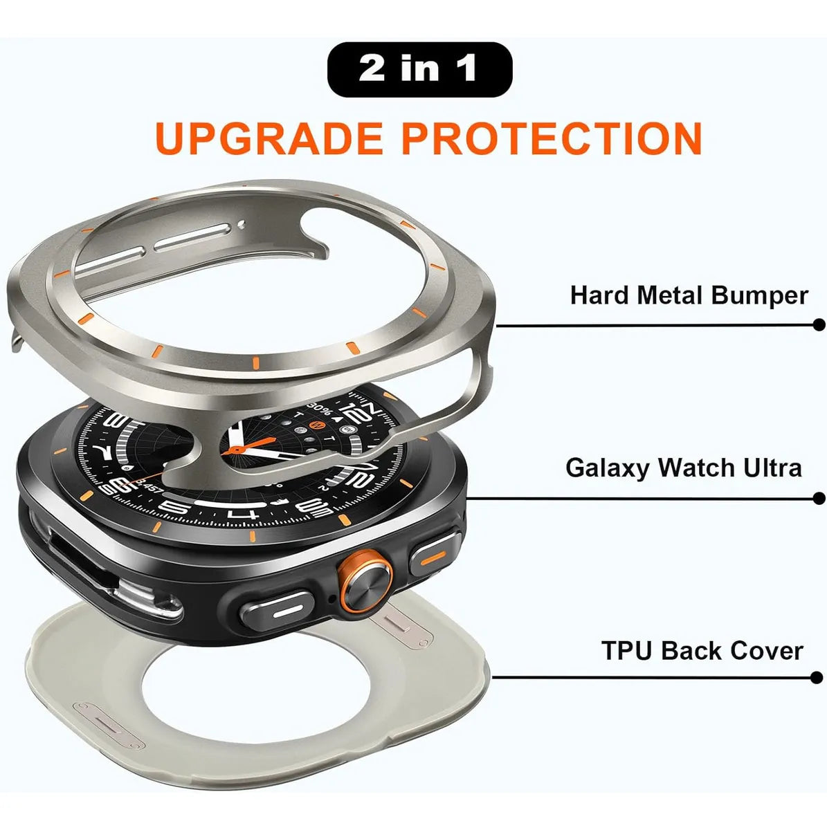 Funda Protectora Para Samsung Galaxy Watch Ultra 47 Mm, Carcasa De Metal Resistente Con Marco Trasero Cubierta De Aleación De Aluminio