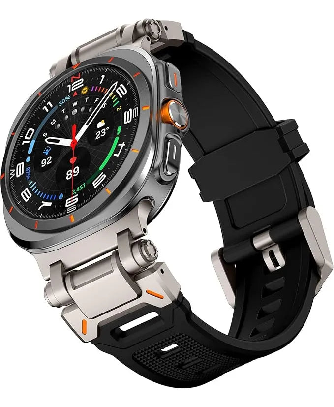 Correa Silicon Deportiva Para Samsung Galaxy Watch Ultra Naranja Titanio 2.6 Cm