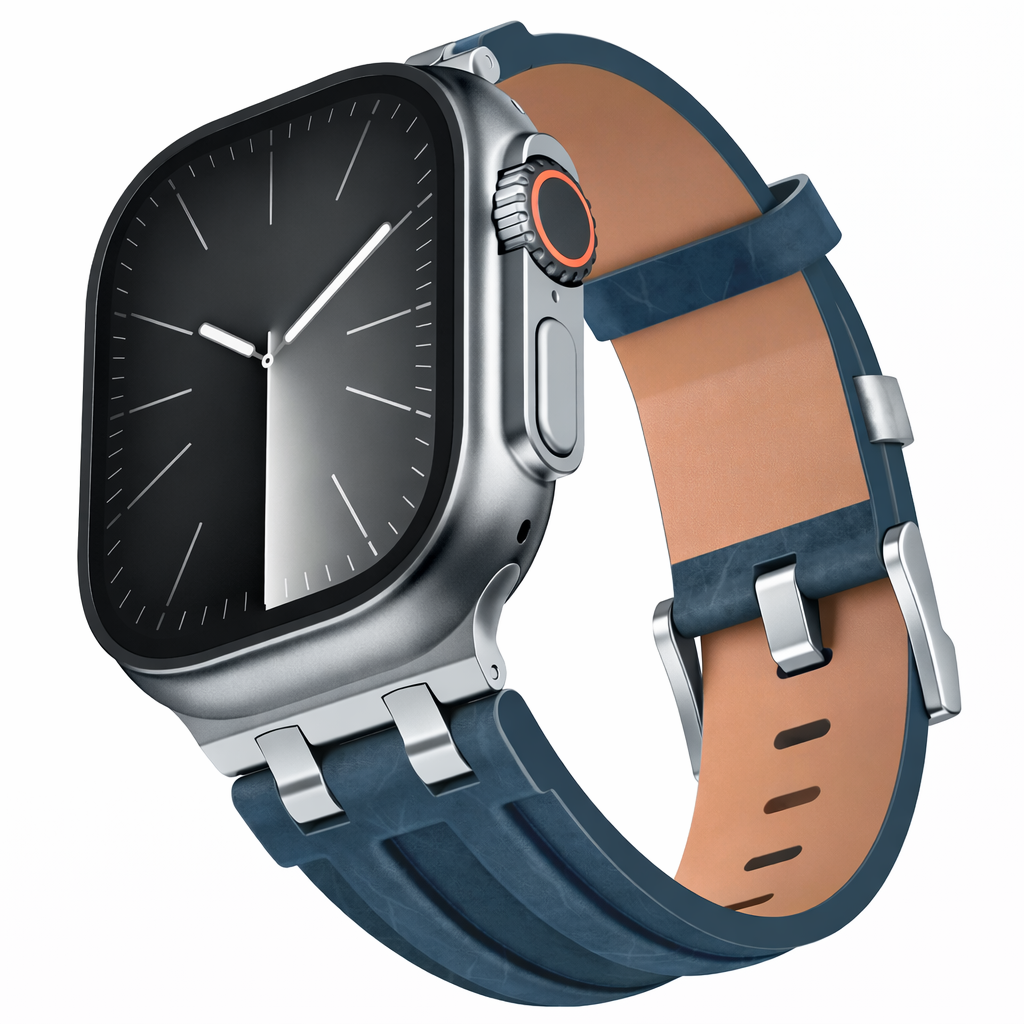 Correa Piel Vintage Para Apple Watch Ultra 49mm Y 42 - 46mm Café Claro/titanio 22 Mm