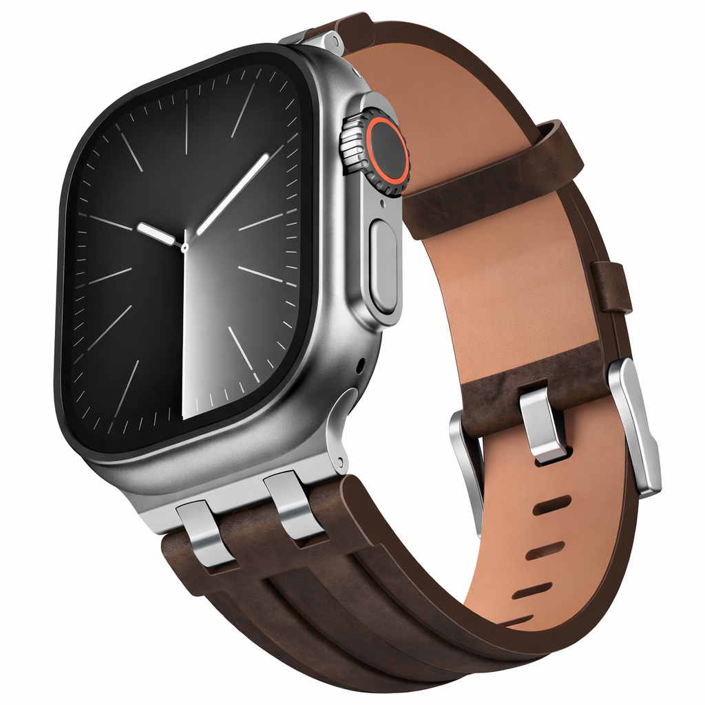 Correa Piel Vintage Para Apple Watch Ultra 49mm Y 42 - 46mm Café Claro/titanio 22 Mm